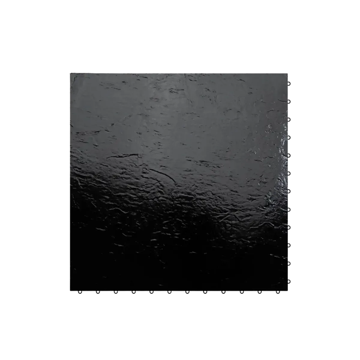 The same panel in black, the slate texture catching the light across the top half and going almost solid where it falls away, connector loops down two edges