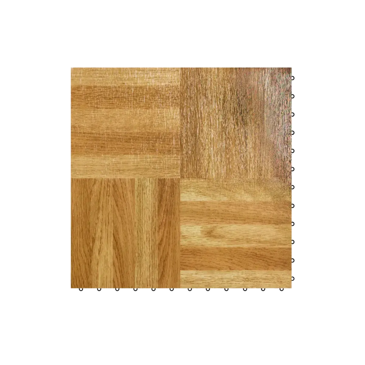 A parquet dance floor panel laid out as four oak blocks turned alternately against each other, the grain running two ways within one square