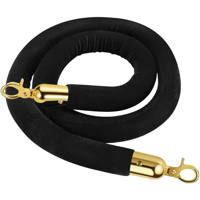 Black velvet rope, gold caps