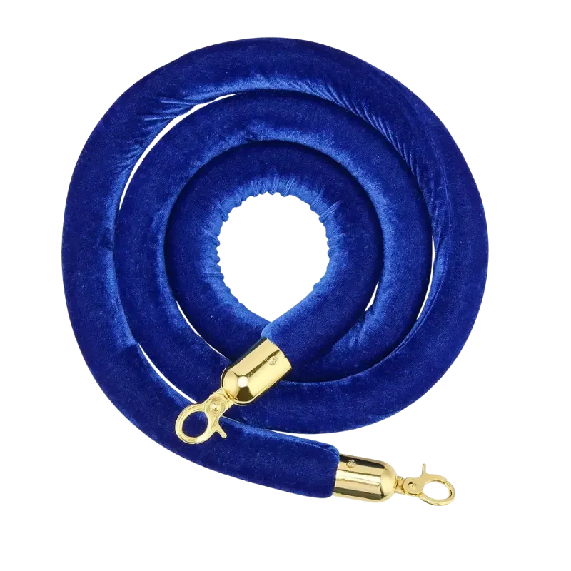 Royal blue velvet rope, gold caps