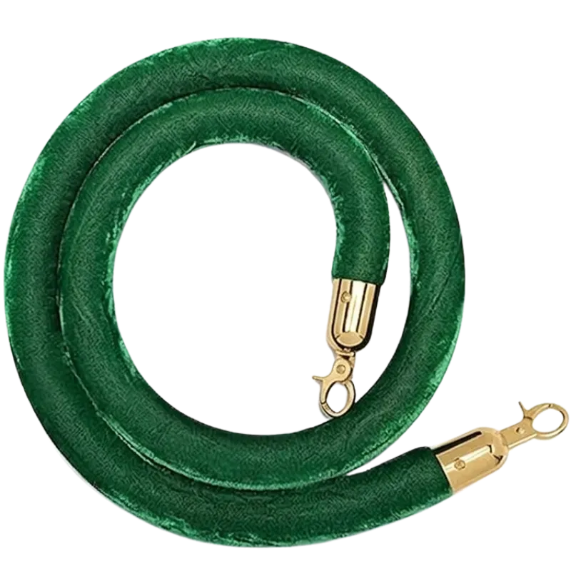 Dark green velvet rope, gold caps