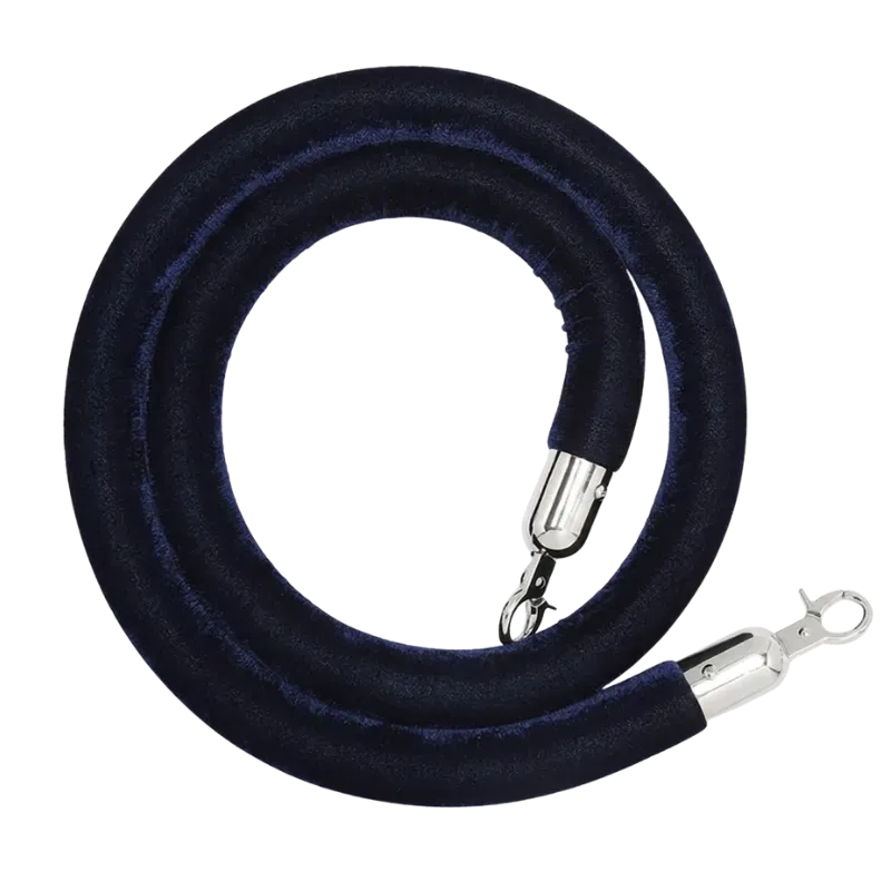 Navy velvet rope, silver caps