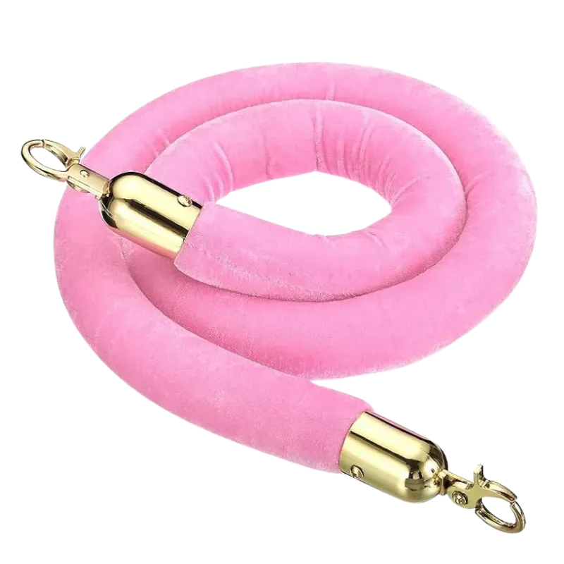 Pink velvet rope, gold caps