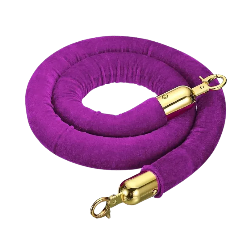 Purple velvet rope, gold caps