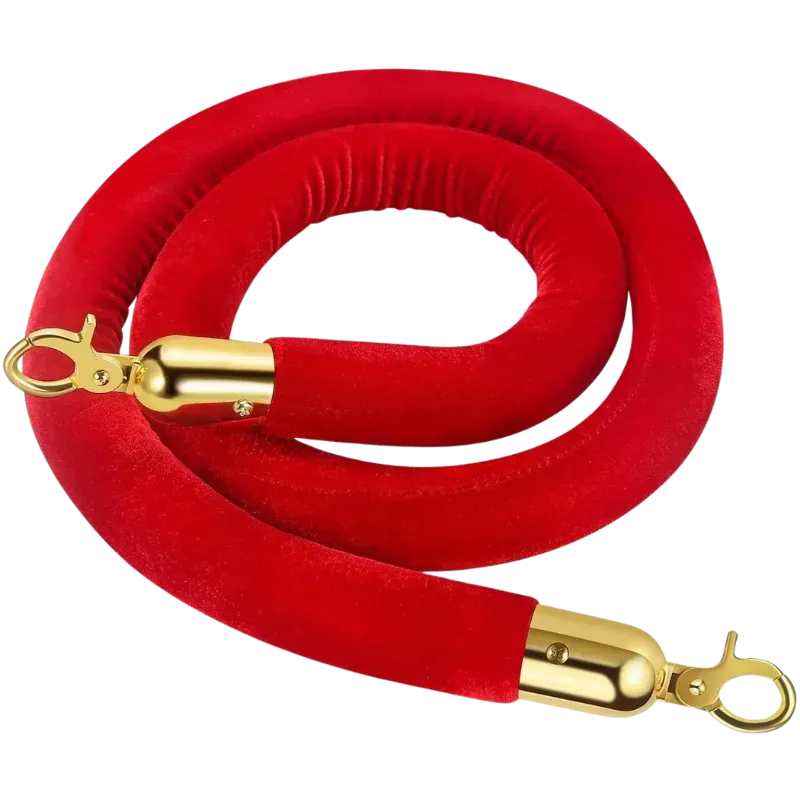 Red velvet rope, gold caps