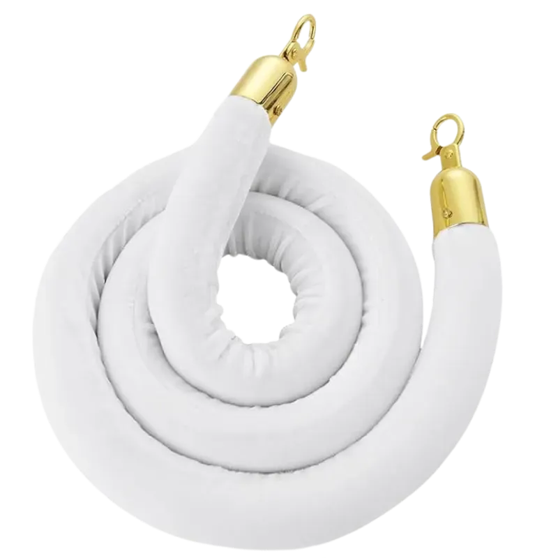 White velvet rope, gold caps